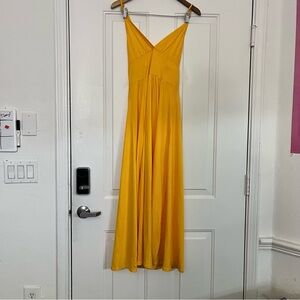 Gold Sleeveless Maxi Dress with Spaghetti Straps